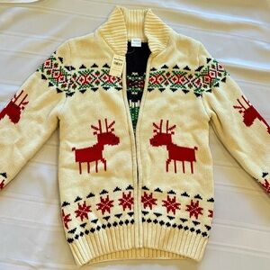 NWT FestiveHanna Andersson Reindeer Cardigan Sweater Sz 12 (140)